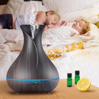 Aroma Essential Oil Diffuser, 400ml Ultrasonic Cool Mist Humidifier with Waterless Auto Shut-Off and Cleaning Kit for Home, Yoga, Office, Spa, Bedroom, Baby Room - Wood Grain