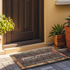 Door Mat Welcome Mat, Heavy Duty Door Mat 17.7 x 29.5 Inch Front Door Mat Rug Doormat for Outdoor Entrance Home Non-Slip Rubber Rug for Front Door, Outside, Entryway, Patio (Brown Welcome)