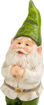 Alpine Corporation - 12" Tall Outdoor Garden Gnome Yard Statue Decoration – Playful Resin Gnome with Earthtone Colors - Durable, Weatherproof Lawn Sculpture for Patio, Deck, Yard