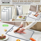 Titanium Cutting Board Double-sided non-slip silicone edging Pure Titanium Cutting Boards for Kitchen - Double-Sided Food-Grade Chopping Board Non-Stick Durable and easy to clean (Small)