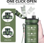 Enerbone Water Bottle, Leakproof BPA & Toxic Free, Motivational Water Bottle with Times to Drink and Straw, Fitness Sports Water Bottle with Strap for Office, Gym, Outdoor Sports