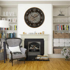 CLXEAST 24 Inch Large Moving Gear Wall Clock for Farmhouse Living Room Decor,Vintage Industrial Bronze Gold Metal Wall Clock for Home Office,House Warming Gifts New Home