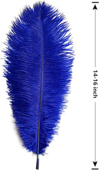 THARAHT Blue Ostrich Feathers 12pcs Large Natural Bulk 14-16Inch 35cm-40cm for Wedding Party Centerpieces Halloween and Home Decoration Feathers