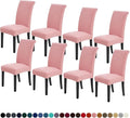 Joccun Chair Covers for Dining Room Set of 8, Dining Chair Slipcovers Stretch Dining Room Chair Covers Seat Protector,Washable Parsons Chair Cover for Home,Hotel,Banquet(Dusty Pink,8 Pack)