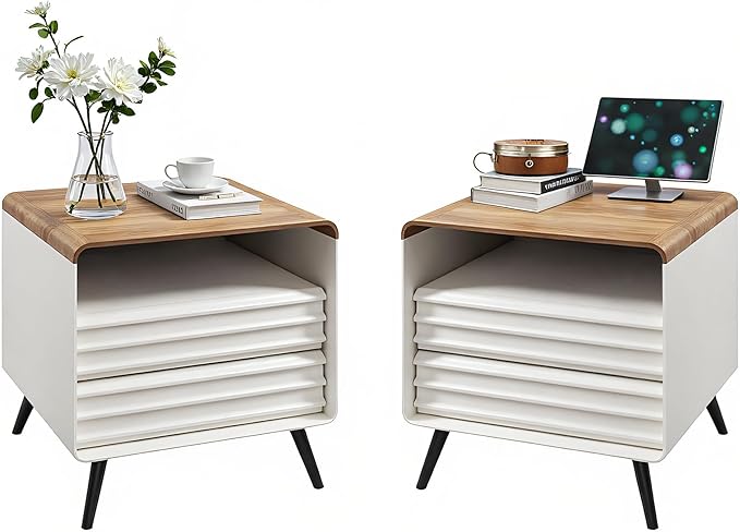 RedLemon 24" Nightstand Set of 2 with Charger Station - Antique White