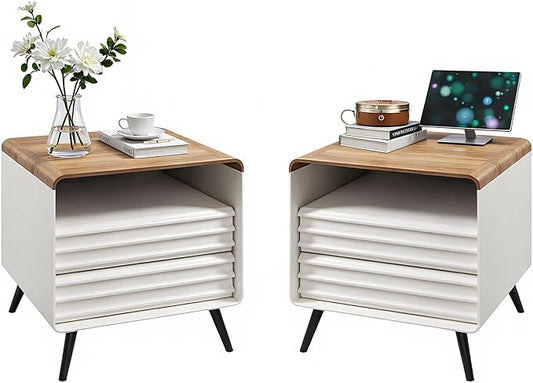 RedLemon 24" Nightstand Set of 2 with Charger Station - Antique White