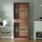 Brown Kitchen Pantry, 71" Tall Storage Cabinet with Doors and Drawer for Kitchen, Hallway, Office