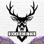 Personalized Deer Head Metal Sign | Christmas Deer | Custom Metal Deer Sign | Deer Antlers Sign | Outdoor Wall Decor | Last Name Sign | Deer Monogram | Wall Decor Rustic Home | Housewarming Gifts