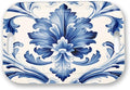 Serving Trays with Handles, 14.5 x 9.8 inch Rectangular Plastic Tray for Restaurant, Kitchen, Blue and White Pattern