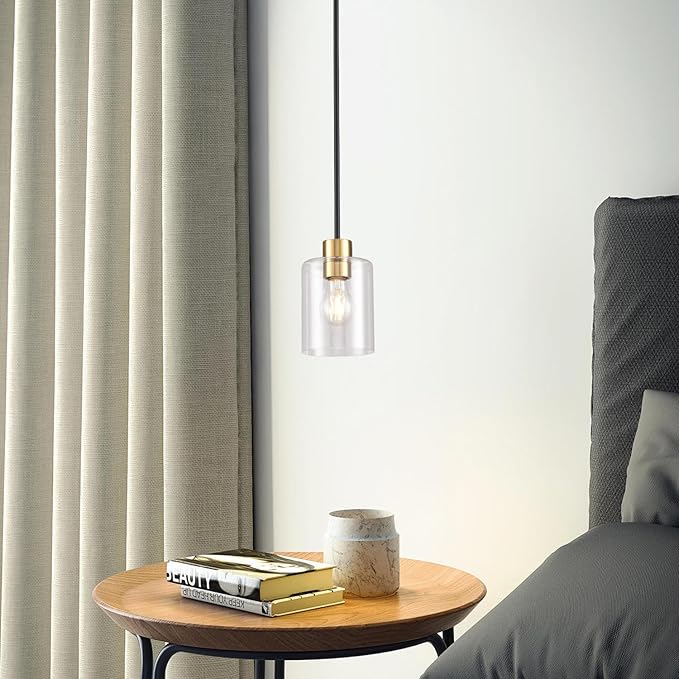 Black Brass Pendant Lights Kitchen Island - Clear Glass Pendant Light Fixture Multiple Stems Rods 3 Units 12 Inch 3 Units 4 Inch (3 Pack Black Brass Downrod)