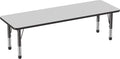 FDP Rectangle Activity School and Classroom Kids Table (24 x 72 inch), Chunky Toddler Legs, Adjustable Table Height 15-24 inches - Gray Top and Black Edge