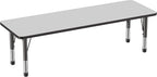 FDP Rectangle Activity School and Classroom Kids Table (24 x 72 inch), Chunky Toddler Legs, Adjustable Table Height 15-24 inches - Gray Top and Black Edge