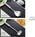 Kitchen Utensil Set – 6 Piece Stainless Steel Cooking Utensils with Rotating Holder Organizer Includes Slotted Spoon, Slotted Spatula, Large Spoon, Soup Ladle, Spatula, Pasta Server Silver/7PCS