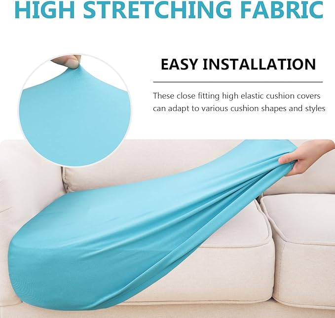 hyha Waterproof Couch Cushion Covers, Stretch Sofa Couch Seat Slipcover for Dog Washable, Non-Slip Waterproof Outdoor Cushion Covers for Patio Furniture Replacement (2 Pieces, Peacock Blue)