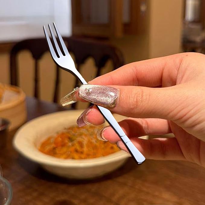 Crab Stainless Steel Forks,Escargot Fork 3 Prong Tasting Appetizer Forks Portable Cocktail Salad Fruit Forks for Party Travel,Set of 12, 5 Inches (12 Pcs)
