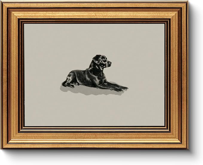 HUARCEY Gold Framed Vintage Wall Art Black Dog Wall Decor Minimalist Animal Art Pictures Room Decor Dog Lovers Gifts Modern Canvas Prints Shelf Artwork for Bedroom Bathroom Living Room 8x10in