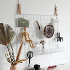 FRIADE Wall Grid Panel Hanging Basket with Hooks,Bookshelf,Display Shelf,Wall Organizer and Storage Shelf for Home Supplies,1 Set of 3 (White)