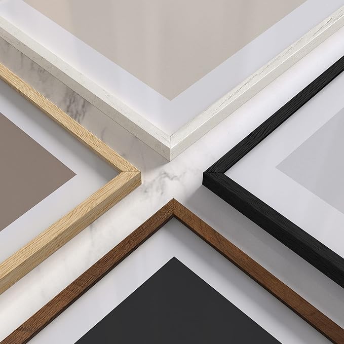 HAUS AND HUES Square Picture Frames 12 x 16 Set of 9 - Photo Gallery Wall Frame Set, Wood 12x16 Frames with Mat, 12 x 16 Frames Gallery Wall Set, Square Frames 12x16 (Beige Oak Frames)