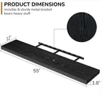Fun Memories Floating Shelves - 12 Inch Rustic Wooden Wall Shelves - Extra Deeper & Thicker Wall Mounted Storage Shelf for Living Room, Kitchen, Farmhouse - 55" W x 12" D x 1.8" H - Rustic Black