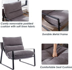 DUOMAY Modern Accent Arm Chair, Comfy Linen Lounge Lazy Chair with Metal Leg, Mid-Century Corner Chair for Living Room Bedroom Office Apartment, Grey