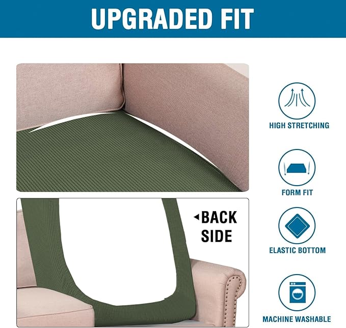 H.VERSAILTEX Super Stretch Individual Chaise Cover Sectional Couch Covers for L Shaped Sofa Both Left/Right Featuring Thick Jacquard Textured Twill Fabric (1 Piece Chaise Cover, Bronze Green)