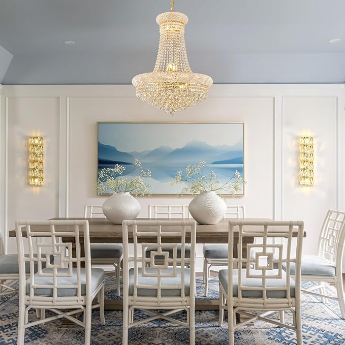 6 Layer Gold Crystal Wall Sconce, Modern Wall Lamp Light Fixture for Bathroom Vanity, Stairway, Kitchen, Living Room, Bedroom, Hallway