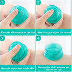 Geiserailie 16 Pcs 4 Sizes Cupping Therapy Set Silicone Cupping Massage Cups Professional Chinese Therapy Cup Vacuum for Body Muscle Nerve(Green)