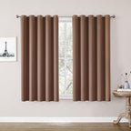 ChrisDowa Blackout Curtains 70 inches Wide for Bedroom - 2 Panels Set Extra Wide Grommet Thermal Insulated Room Darkening Curtains for Living Room (Cappuccino, 70 x 63 Inch)
