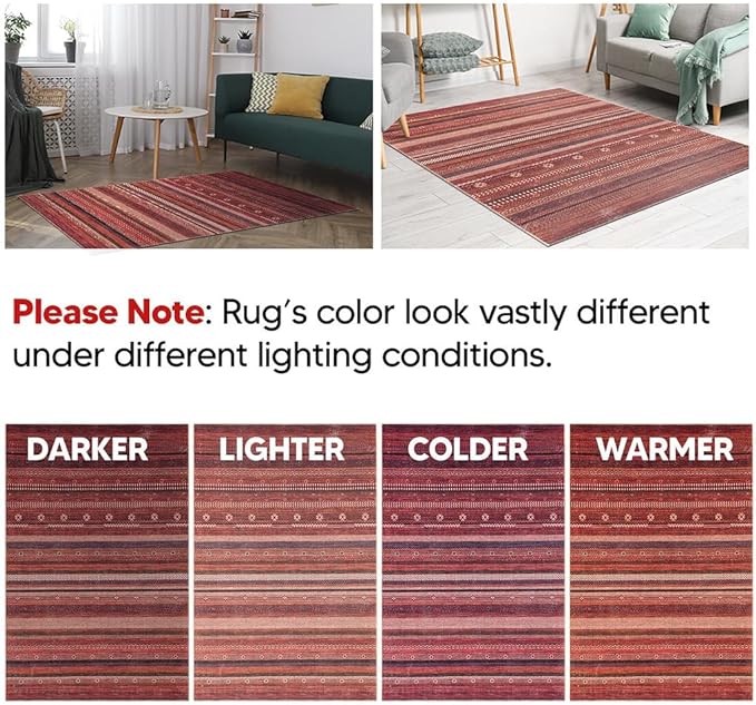 Keen Home Design 5x7 Rug - Machine Washable Area Rug with Non-Slip Backing, Ideal for Living Room, Dining Room, Bedroom - Vintage, Easy Clean, Durable, Low Pile Rug - (5' x 7')