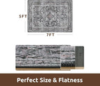AMOAMI-Area Rug 5X7 Rugs for Living Room-Vintage Soft Black Rugs for Bedroom-Non Slip Carpet-Machine Washable Rug for Dining Room Living Room Bedroom Office Under Table Dark Grey & Black