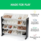 Humble Crew Supersized Toy Storage Organizer with 16 Removable Bins, Espresso/White – Large Toy Storage for Toddlers Ideal for Kids' Rooms, Playrooms, and Nurseries - Modern Toy Bins for Kids