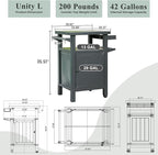 Domi Grill Carts Outdoor with Storage and Wheels, Whole Metal Portable Table and Storage Cabinet for BBQ,Deck,Patio,Backyard(Dark Grey)