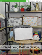 LANGYASHAN Rectangular Storage Bin Collapse Canvas Fabric Cartoon Storage Basket with Handles for Organizing Home Kitchen Boys and Girls Toys Office Closet Shelf Baskets (Black Diamond)