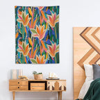 ICMOLYYENLO Boho Green Leaves Tapestry, Mid Century Abstract Tropical Palm Leaves Modern Minimalist Geometric Wall Hanging, Neutral Home Decor Art for Living Room Bedroom Dorm 50x60 Inch