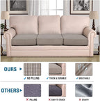 H.VERSAILTEX Super Stretch Individual Seat Cushion Covers - Sofa & Couch Cushion Slipcover Sets - Thick Jacquard Textured Twill Fabric (3 Piece XL Sofa Cushion Covers, Taupe)
