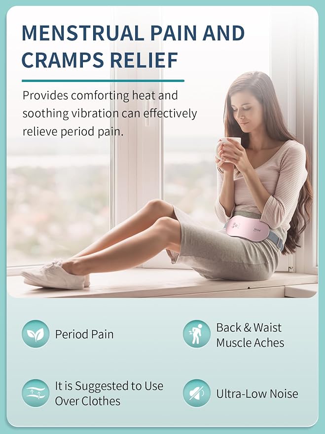 Slimpal Portable Heating Pad for Period Cramps, FSA HSA Eligible, Cordless Heat Pad for Menstrual Cramps Relief, 3 Timer Auto Off Setting, Electric Heating Belt Gifts for Her Women Girl Wife, Pink
