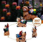 Garden Gnomes Decor Outdoor Statues Gnome on Highland Cow Hold Solar Cup Light Outdoor Decorations for Patio,Yard and Gift for Mom