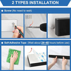 Magnetic Knife Holder for Wall 20 Inch, No Drilling black knife magnetic strip with 4 Hooks, Strong Magnet Knife Holder strip, Magnetic Knife Rack Bar for Kitchen Knives and Tools