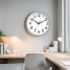 14 Inch Wall Clock Large Battery Operated Big Silent Non Ticking Analog Decorative for Living Room Office Kitchen Outdoor Classroom Bedroom Bathroom School Home(Silver)
