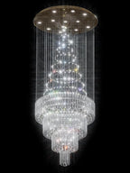 D32''X H100'' Modern Crystal Raindrop Gold Chandelier Lighting for Entrance, Stairs, Doorway, Crystal Ornament Chandelier Can be Used on Sloping Ceiling