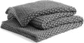 YnM Chunky Cotton Knit Throw Blanket, Cable Knit Throws for Bed Couch Sofa, Comfy & Relaxing, Decorative Piece for Farmhouse Modern Boho Rustic Scandinavian Chic Vibe, Moon Grey 50x60 Inches