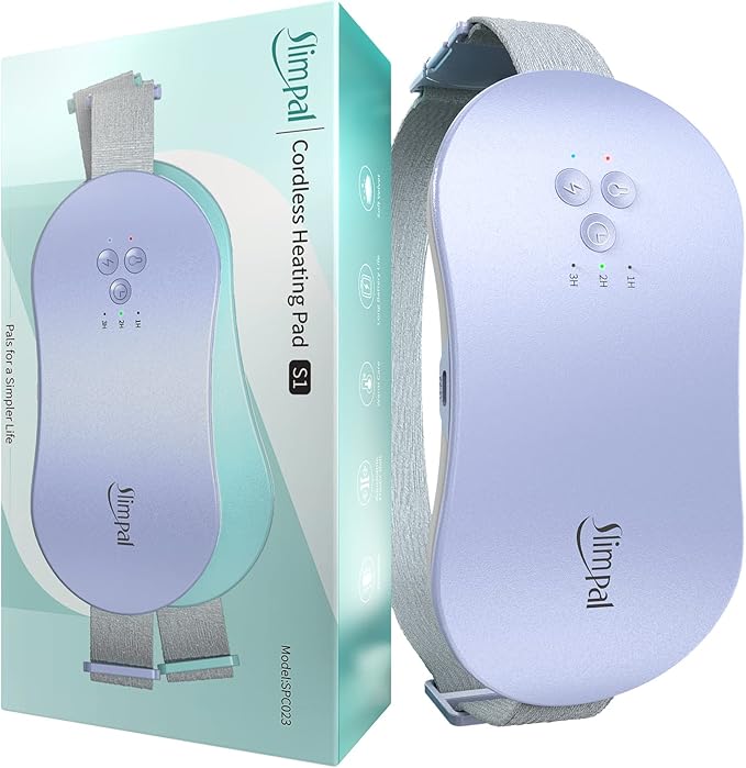 Slimpal Period Heating Pad for Cramps, FSA HSA Eligible, Portable Heat Pad for Menstrual Cramp Relief, Electric Cordless Heating Belt, 3 Timer Auto Off Setting, Gifts for Her Women Girl Wife, Purple