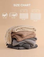 YnM Chunky Cotton Knit Throw Blanket, Cable Knit Throws for Bed Couch Sofa, Comfy & Relaxing, Decorative Piece for Farmhouse Modern Boho Rustic Scandinavian Chic Vibe, Quarry Grey 80x87 Inches