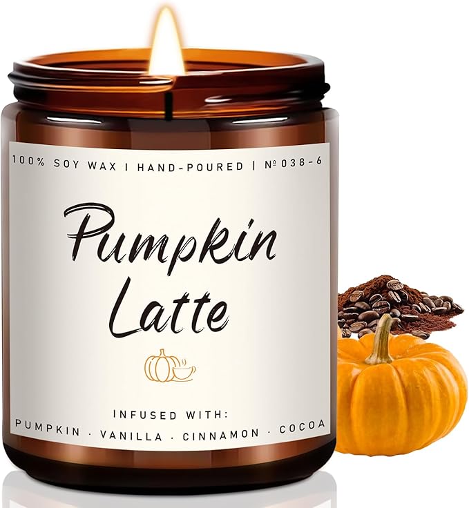 Auelife Fall Candles, Pumpkin Latte Scented Candle – Fall Soy Candle for Home | Autumn Aromatherapy Candles| Pumpkin Scented for Autumn Home Décor & Cozy Gift for Women