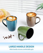 Ceramic Mugs 12oz,Large Ceramic Coffee Cups for Men, Women, Dad, Mom, Modern Coffee Mugs With Handle For Tea,Latte,Cappuccino,Cocoa. (Brown 1 Pack)