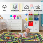 Kids Rug Play mat Playroom Rugs Car Rugs for Kids Toy Cars Race Track for Classroom Rug (Race-Brown, 3.3x4.9ft)