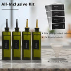 Olive Oil Dispenser Bottle for Kitchen 16.9oz, UV-Blocking Oil and Vinegar Dispenser Set, Leakproof Oil Container for Home, Restaurant (Green, Set of 4)