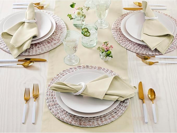 Solino Home Linen Birch Table Runner 144 Inches Long - 100% Pure Linen Extra Long Table Runner 14 x 144 Inch for Fall, Autumn, Thanksgiving - Fete
