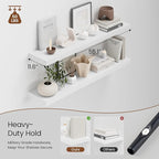 Heimlove 55 x 12 inch Extra Long Floating Shelves for Wall, 12 Inch Deep Floating Shelves, Large Display Shelf & Storage Shelf for Living Room Bedroom Kitchen Home Office, Set of 2, White