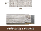 AMOAMI-2X6 Runner Rug-Washable Runners for Hallways-Soft Non Slip Bedside Rugs for Bedroom-Vintage Long Rug for Hallways Entryway Laundry Room Stair Kitchen Bathroom Grey